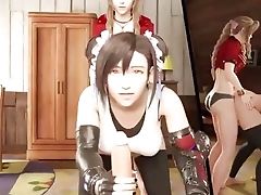 Tifa X Aerith Threesome Tifa Fucked By Strap On While Jacking You Off
